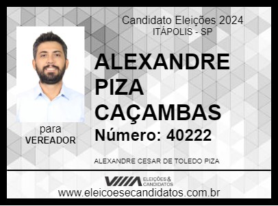 Candidato ALEXANDRE PIZA CAÇAMBAS 2024 - ITÁPOLIS - Eleições