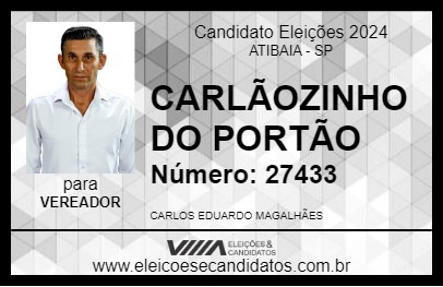 Candidato CARLÃOZINHO DO PORTÃO  2024 - ATIBAIA - Eleições