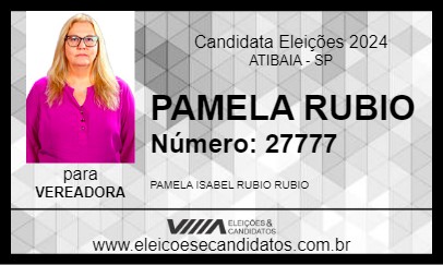 Candidato PAMELA RUBIO 2024 - ATIBAIA - Eleições