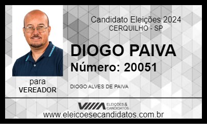 Candidato DIOGO PAIVA 2024 - CERQUILHO - Eleições