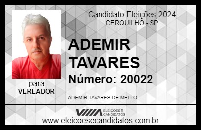 Candidato ADEMIR TAVARES 2024 - CERQUILHO - Eleições