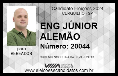 Candidato ENG JÚNIOR ALEMÃO 2024 - CERQUILHO - Eleições