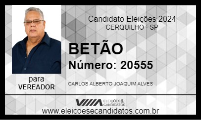 Candidato BETÃO 2024 - CERQUILHO - Eleições