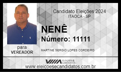 Candidato NENÊ 2024 - ITAOCA - Eleições