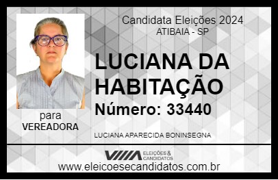 Candidato LUCIANA DA HABITAÇÃO 2024 - ATIBAIA - Eleições