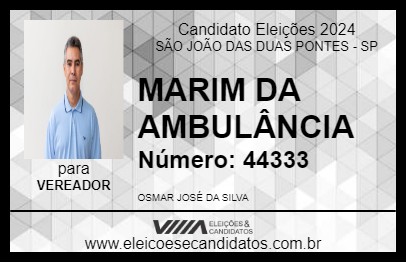 Candidato MARIM DA AMBULÂNCIA 2024 - SÃO JOÃO DAS DUAS PONTES - Eleições