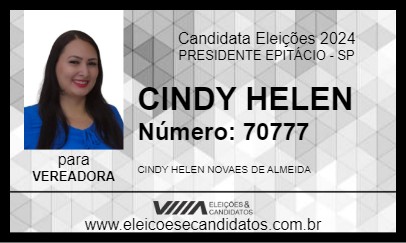 Candidato CINDY HELEN 2024 - PRESIDENTE EPITÁCIO - Eleições