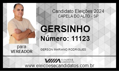 Candidato GERSINHO 2024 - CAPELA DO ALTO - Eleições