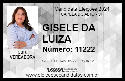 Candidato GISELE DA LUIZA 2024 - CAPELA DO ALTO - Eleições