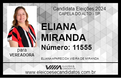 Candidato ELIANA MIRANDA 2024 - CAPELA DO ALTO - Eleições