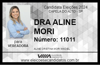 Candidato DRA ALINE MORI 2024 - CAPELA DO ALTO - Eleições