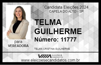 Candidato TELMA GUILHERME 2024 - CAPELA DO ALTO - Eleições