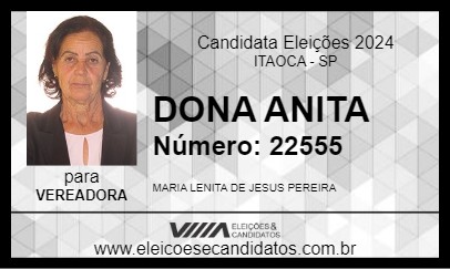 Candidato DONA ANITA 2024 - ITAOCA - Eleições