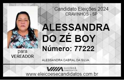 Candidato ALESSANDRA DO ZÉ BOY 2024 - CRAVINHOS - Eleições