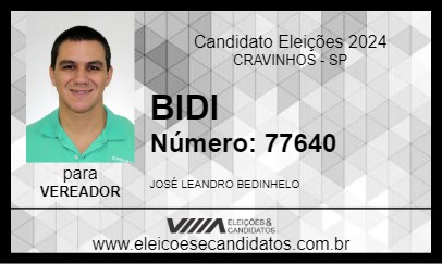 Candidato BIDI 2024 - CRAVINHOS - Eleições