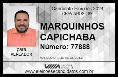 Candidato MARQUINHOS CAPICHABA 2024 - CRAVINHOS - Eleições