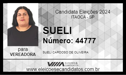 Candidato SUELI 2024 - ITAOCA - Eleições