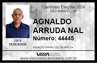 Candidato AGNALDO ARRUDA NAL 2024 - SÃO MANUEL - Eleições