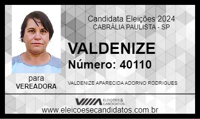 Candidato VALDENIZE 2024 - CABRÁLIA PAULISTA - Eleições