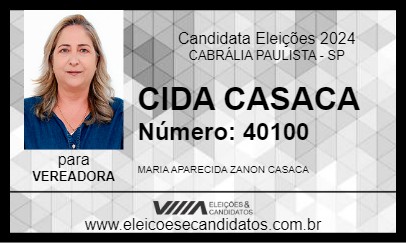 Candidato CIDA CASACA 2024 - CABRÁLIA PAULISTA - Eleições