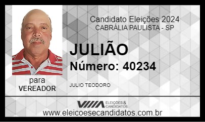 Candidato JULIÃO 2024 - CABRÁLIA PAULISTA - Eleições