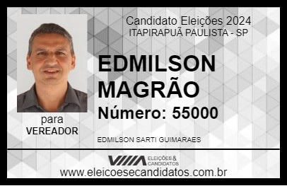 Candidato EDMILSON MAGRÃO 2024 - ITAPIRAPUÃ PAULISTA - Eleições