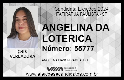 Candidato ANGELINA DA LOTERICA 2024 - ITAPIRAPUÃ PAULISTA - Eleições