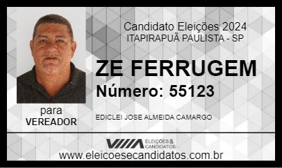 Candidato ZE FERRUGEM 2024 - ITAPIRAPUÃ PAULISTA - Eleições