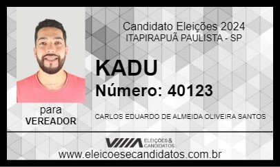 Candidato KADU 2024 - ITAPIRAPUÃ PAULISTA - Eleições