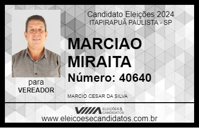 Candidato MARCIAO MIRAITA 2024 - ITAPIRAPUÃ PAULISTA - Eleições