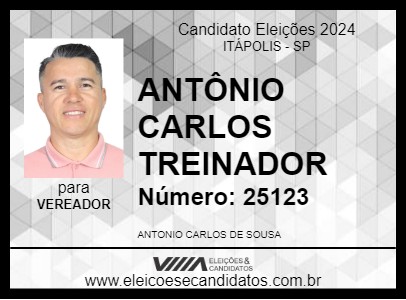 Candidato ANTÔNIO CARLOS TREINADOR 2024 - ITÁPOLIS - Eleições