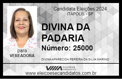 Candidato DIVINA DA PADARIA 2024 - ITÁPOLIS - Eleições