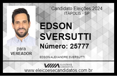 Candidato EDSON SVERSUTTI 2024 - ITÁPOLIS - Eleições