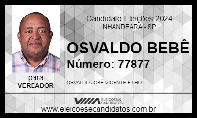 Candidato OSVALDO BEBÊ 2024 - NHANDEARA - Eleições