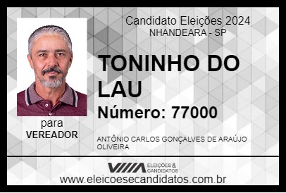 Candidato TONINHO DO LAU 2024 - NHANDEARA - Eleições