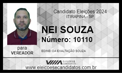 Candidato NEI SOUZA 2024 - ITIRAPINA - Eleições