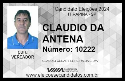 Candidato CLAUDIO DA ANTENA 2024 - ITIRAPINA - Eleições