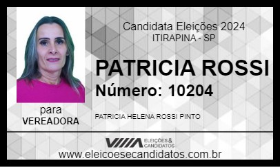 Candidato PATRICIA ROSSI 2024 - ITIRAPINA - Eleições