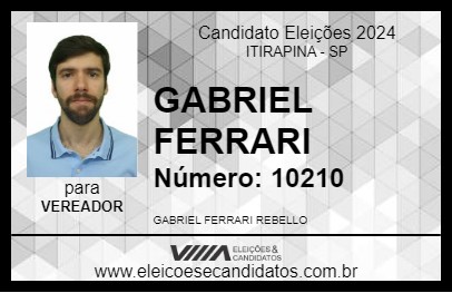 Candidato GABRIEL FERRARI 2024 - ITIRAPINA - Eleições