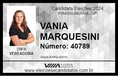 Candidato VANIA MARQUESINI 2024 - PIRASSUNUNGA - Eleições