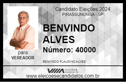 Candidato BENVINDO ALVES 2024 - PIRASSUNUNGA - Eleições