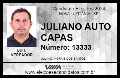 Candidato JULIANO AUTO CAPAS 2024 - NOVA LUZITÂNIA - Eleições