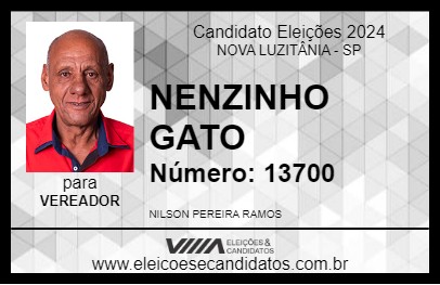 Candidato NENZINHO GATO 2024 - NOVA LUZITÂNIA - Eleições