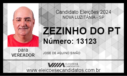 Candidato ZEZINHO DO PT 2024 - NOVA LUZITÂNIA - Eleições