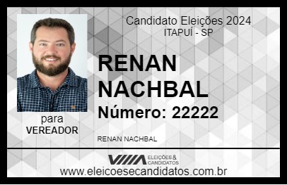 Candidato RENAN NACHBAL 2024 - ITAPUÍ - Eleições