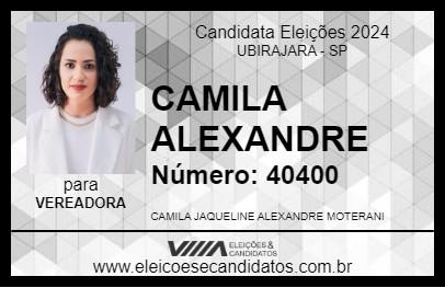 Candidato CAMILA ALEXANDRE 2024 - UBIRAJARA - Eleições