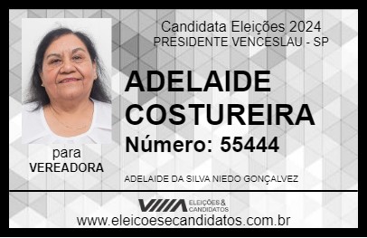 Candidato ADELAIDE COSTUREIRA 2024 - PRESIDENTE VENCESLAU - Eleições