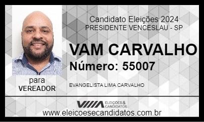 Candidato VAM CARVALHO 2024 - PRESIDENTE VENCESLAU - Eleições