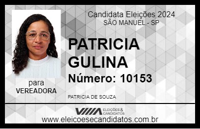 Candidato PATRICIA GULINA 2024 - SÃO MANUEL - Eleições