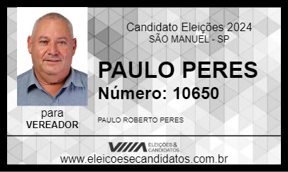 Candidato PAULO PERES 2024 - SÃO MANUEL - Eleições